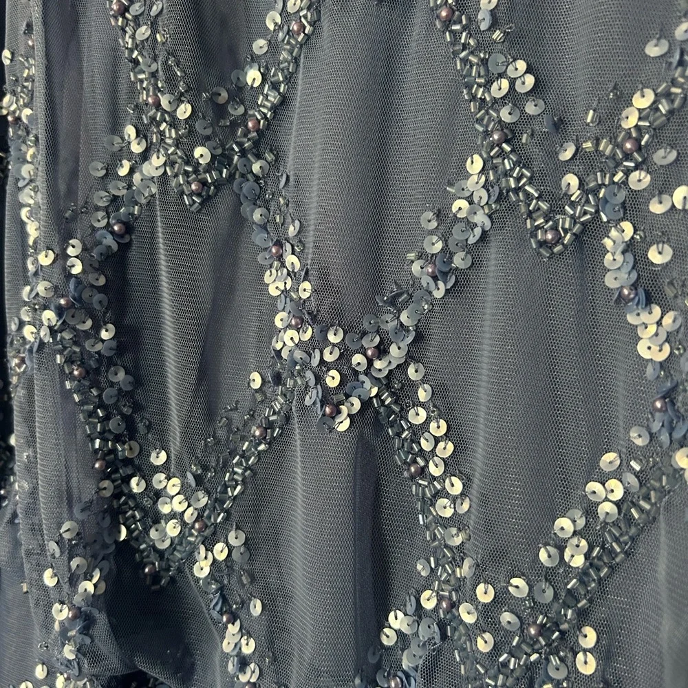 Adrianna Papell Dusty Blue Beaded Maxi Dress - Picture 8 of 8